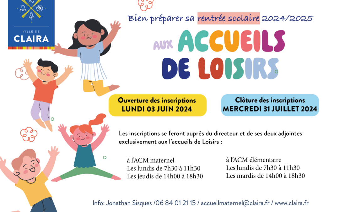 RENTRÉE : inscriptions aux accueils de loisirs