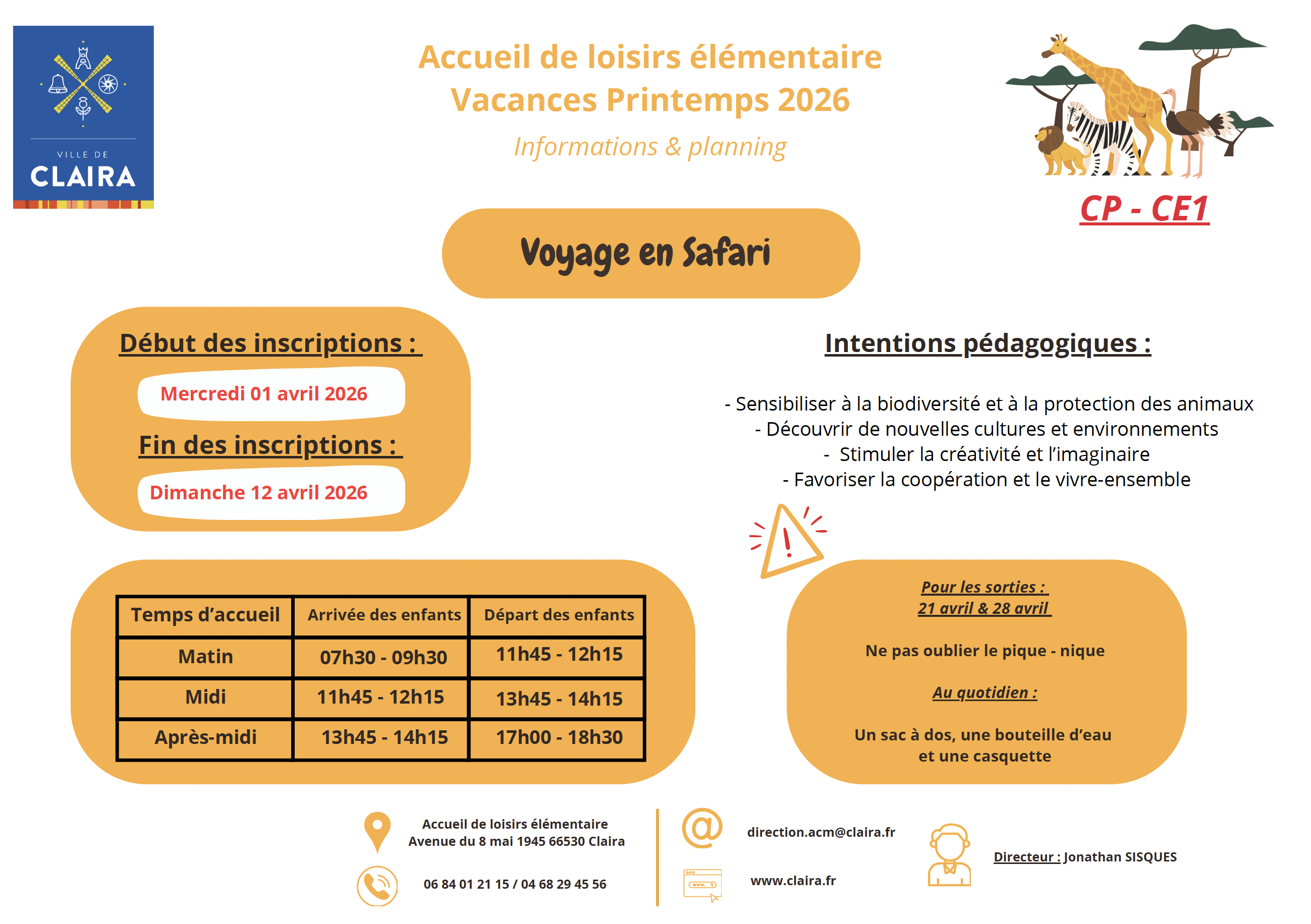 Claira ACM CP CE1 avril 26 recto